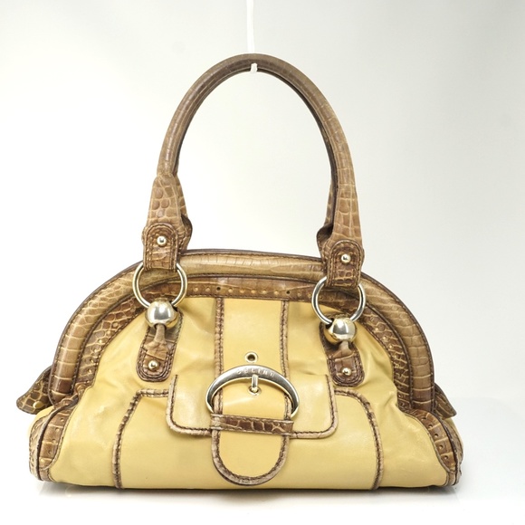 Auth Celine Embossed Leather Shoulder #502O50